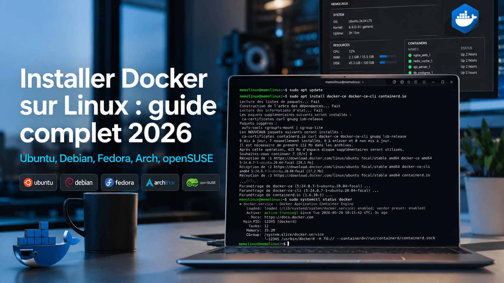Installer Docker sur Linux avec Ubuntu, Debian, Fedora, Arch et openSUSE