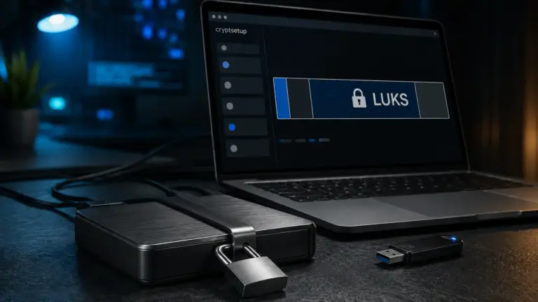 Chiffrer un disque Linux avec LUKS et cryptsetup : disque externe et clé USB protégés