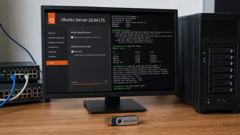 Installation et configuration d’Ubuntu Serveur 26.04 LTS avec OpenSSH, réseau Netplan et pare-feu UFW